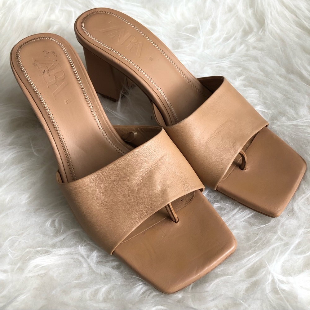Zara Block Nude Sandal